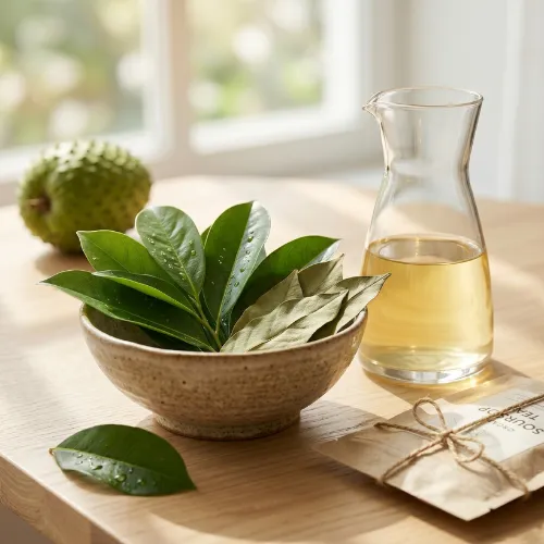 image of soursop leaves in a bowl