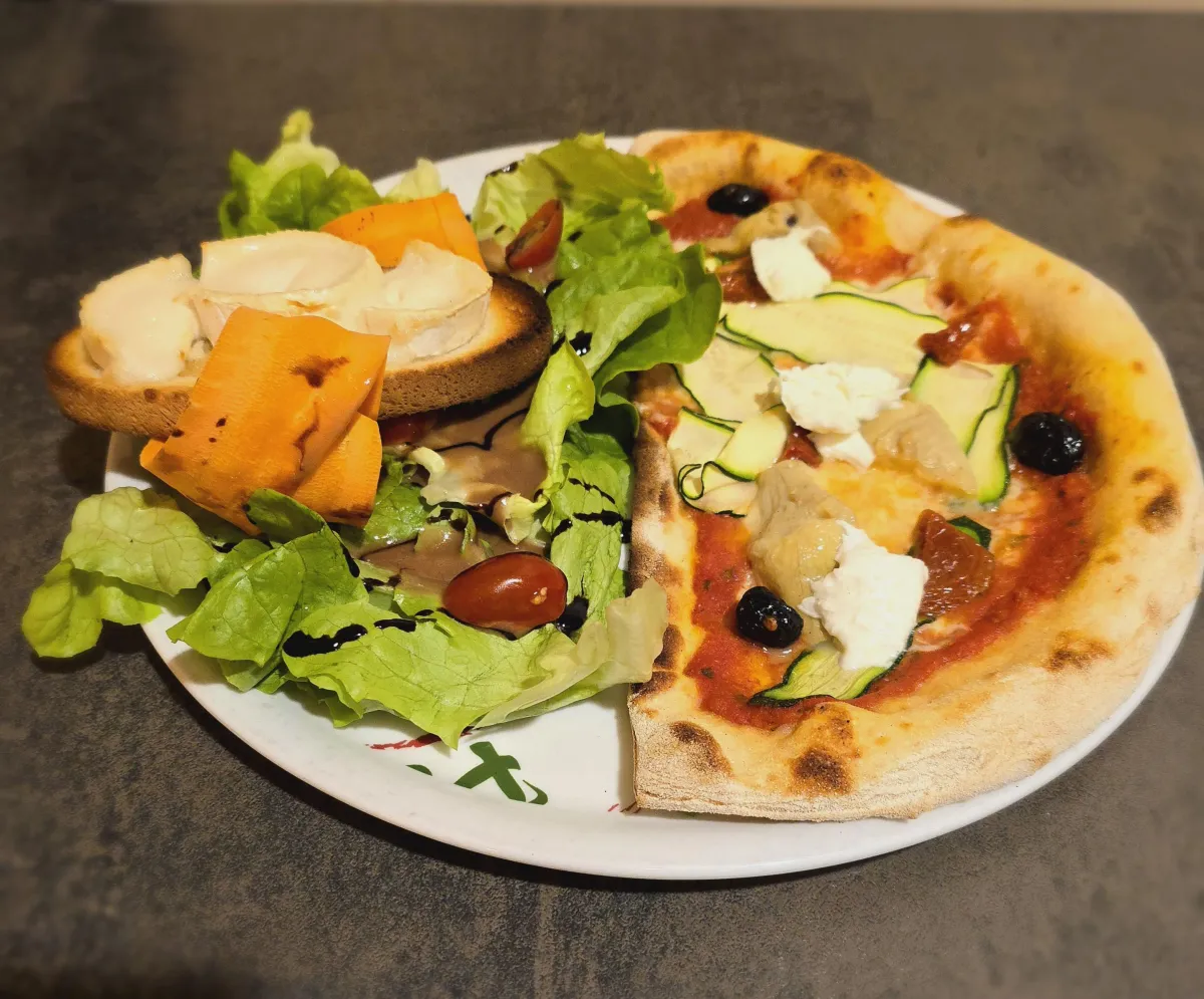 pizza on white cardboard box