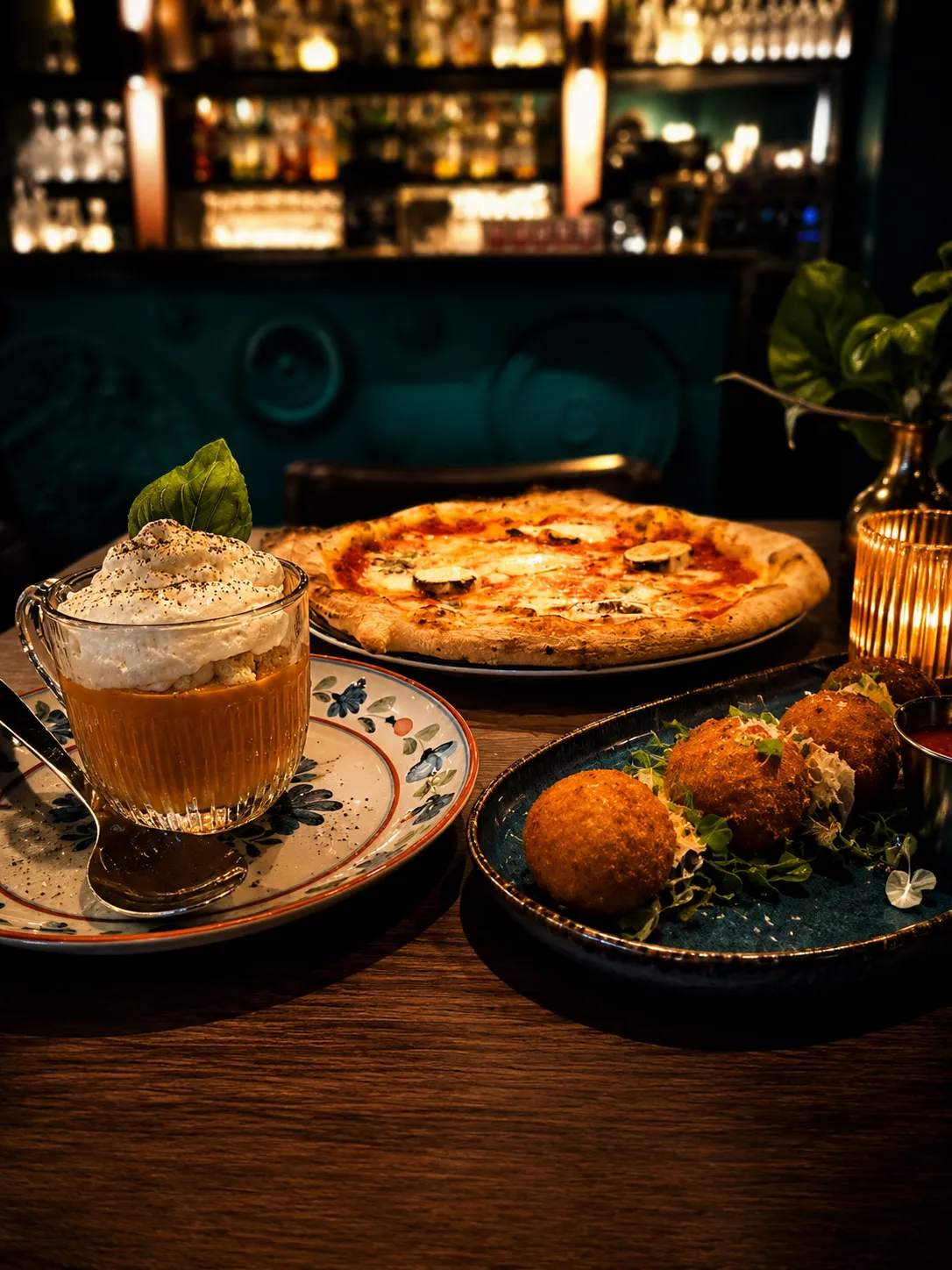 pizza arancini cappuccino