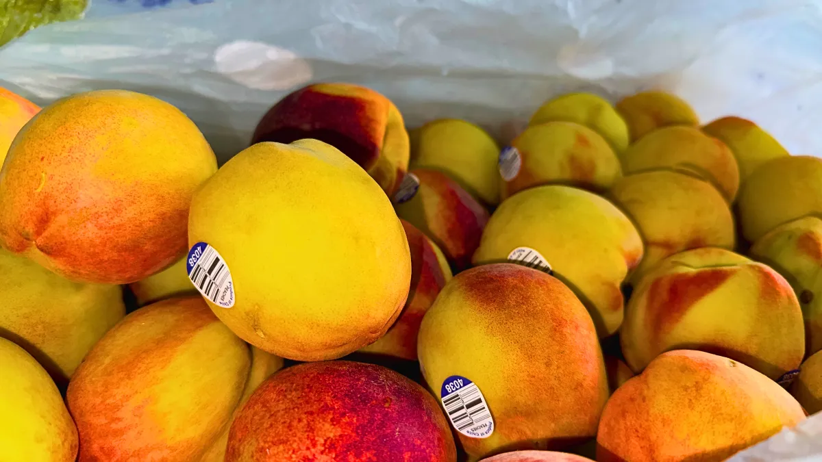 Duraznos frutas y verduras de la o