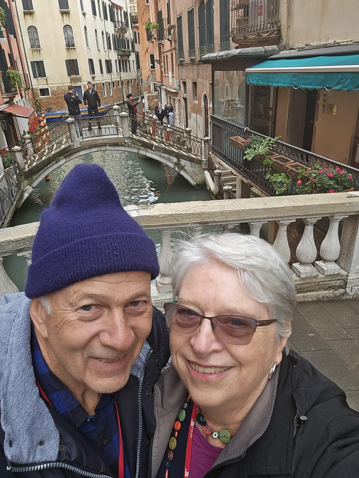 Selfie of C. S. Fitzpatrick and husband on a bridge in Venice