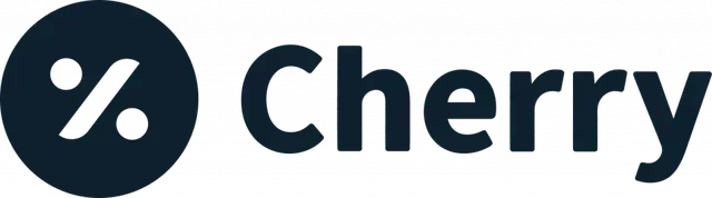 Logo for Cherry with dark blue icon and text
