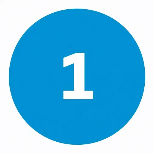 The number 1 in white font within a blue circle.