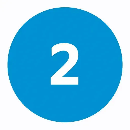 The number 2 in white font within a blue circle.