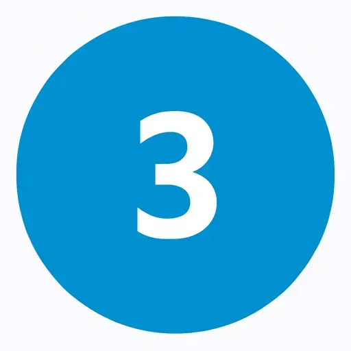 The number 3 in white font within a blue circle.