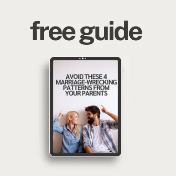 Couple pointing up to Free Guide for Avoid these 4 marriage-wrecking patterns from your parents