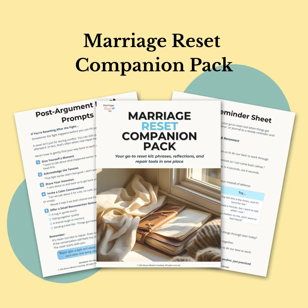 Printable worksheets and reset prompts to help couples after conflict