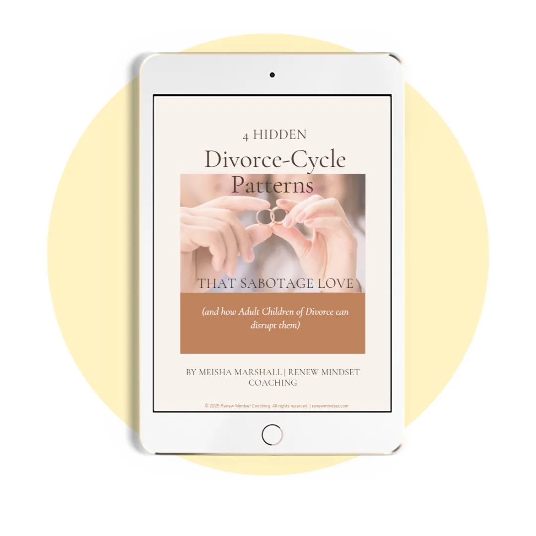 Divorce Cycle Disrupter Guide mockup identify hidden patterns keeping relationships stuck