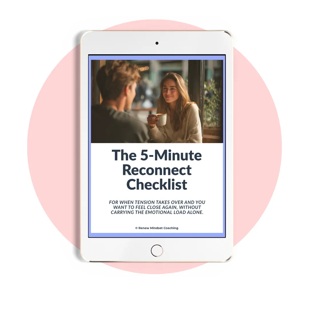 The 5-Minute Reconnect Checklist mockup simple tool to pause, reset, and reconnect after conflict