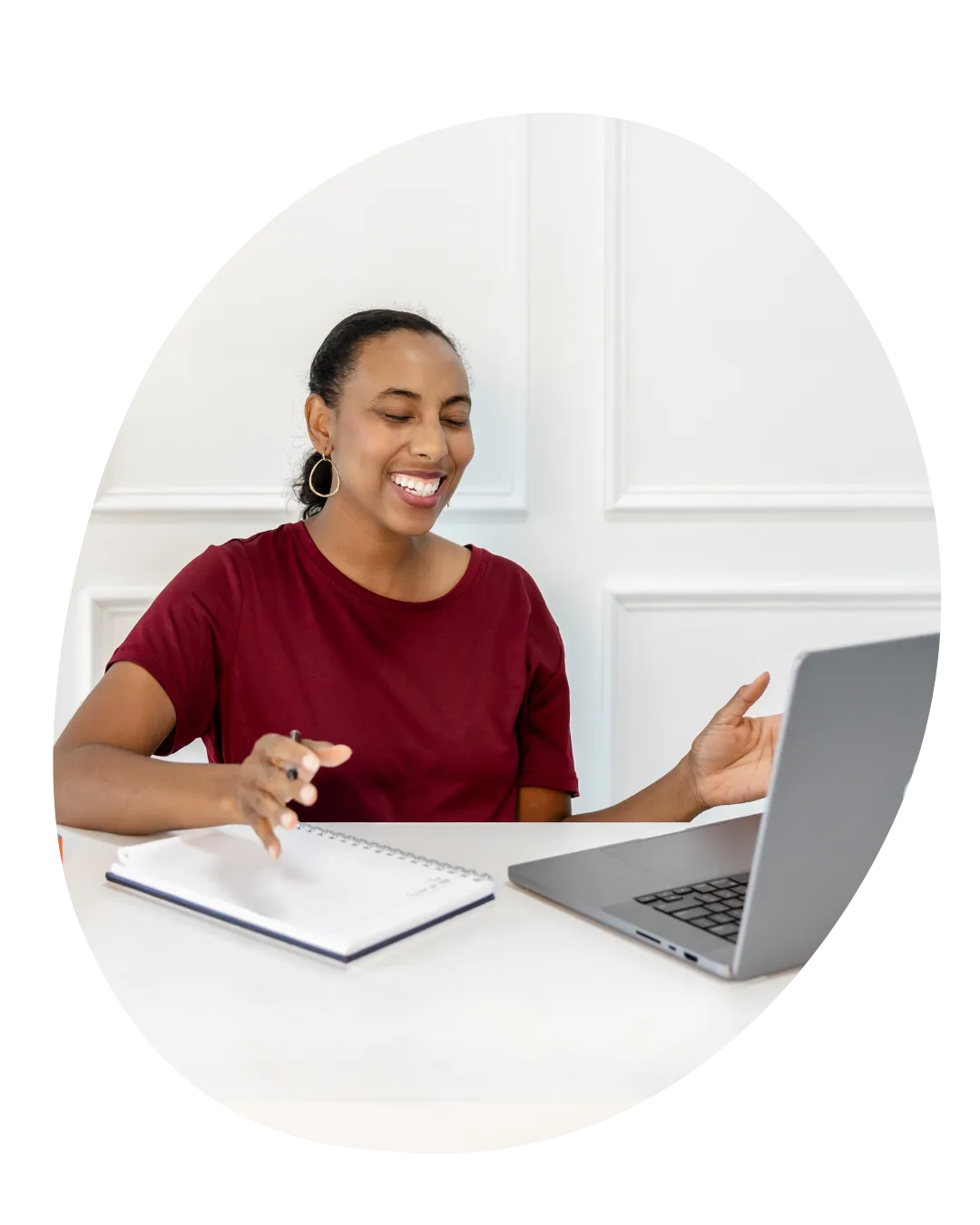 Meisha on a laptop inviting visitors to become Founding Members