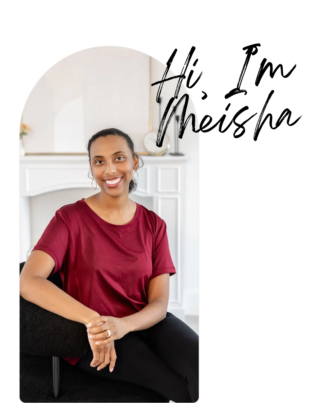 Portrait of Meisha Marshall smiling and pointing upward, founder of Renew Mindset Coaching, relationship coach for adult children of divorce