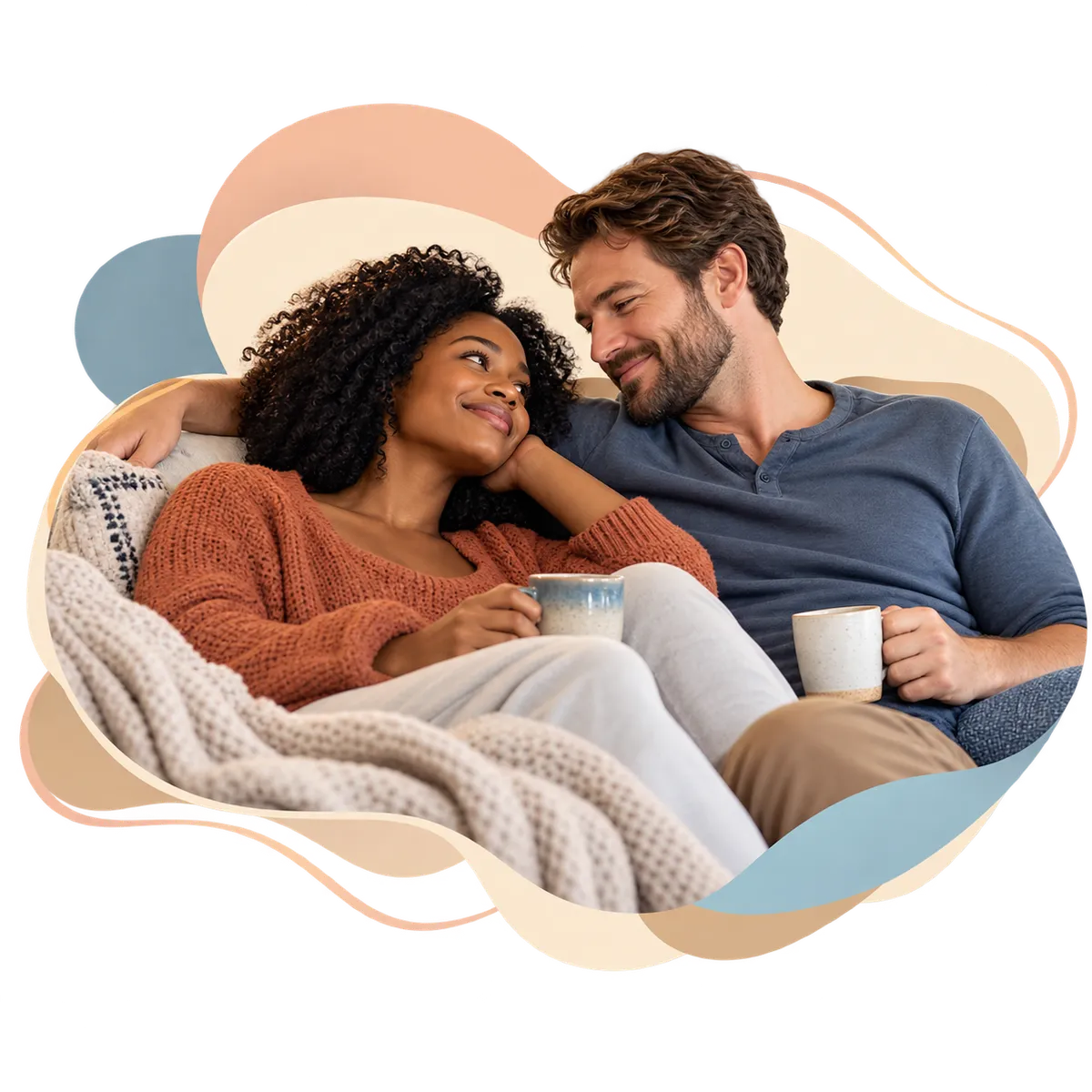 Couple reconnecting after improving communication and emotional connection