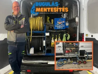 Világi Tamás aktív tűzoltó és duguláselhárító szakember munka közben.