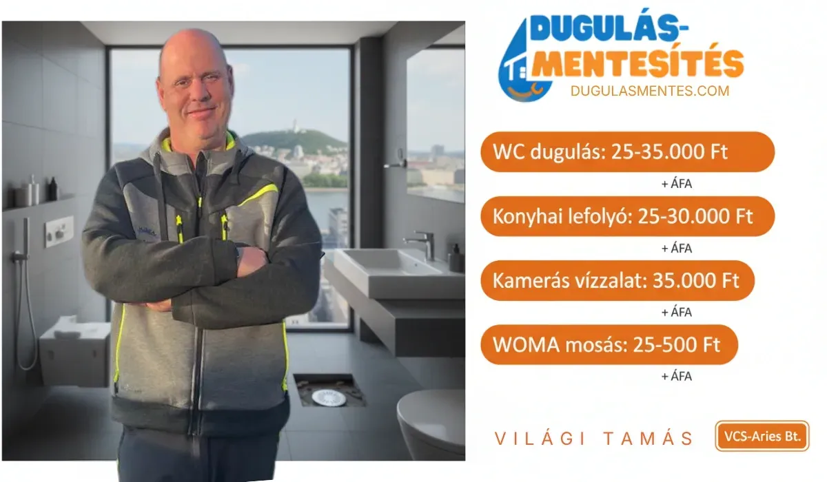Duguláselhárítás Árak Budapest 2026 – VCS-Aries Bt. | Fix Árlista