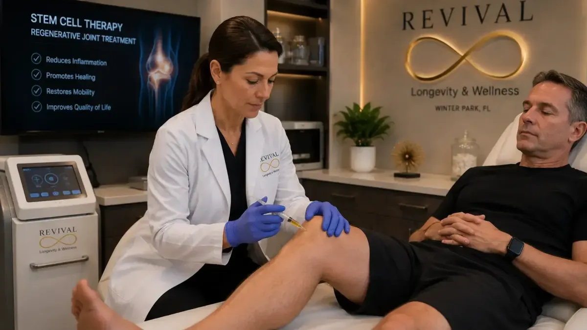 Advanced stem cell therapy treatment for joint pain and regenerative medicine at Revival Longevity & Wellness Winter Park Florida