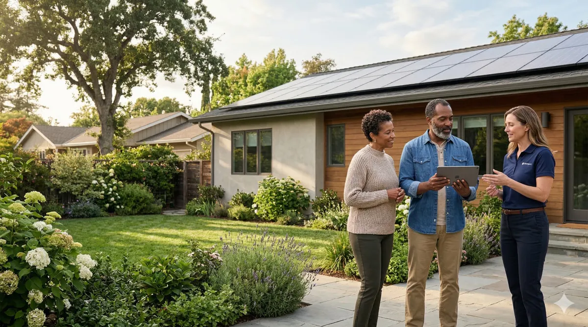 Homeowners getting a solar quote