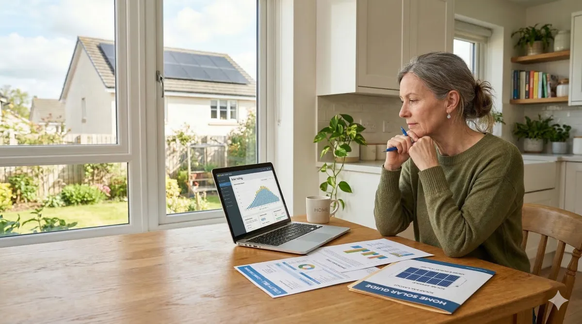 homeowner looking at a solar proposal