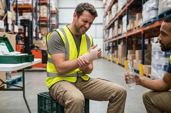 Man in warehouse in El Cajon CA with minor injury at work
