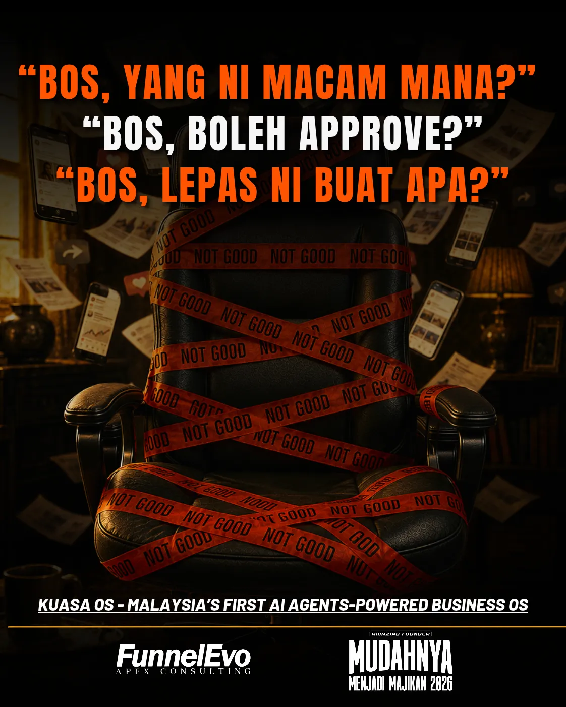 Dah hire staf kerja makin banyak poster