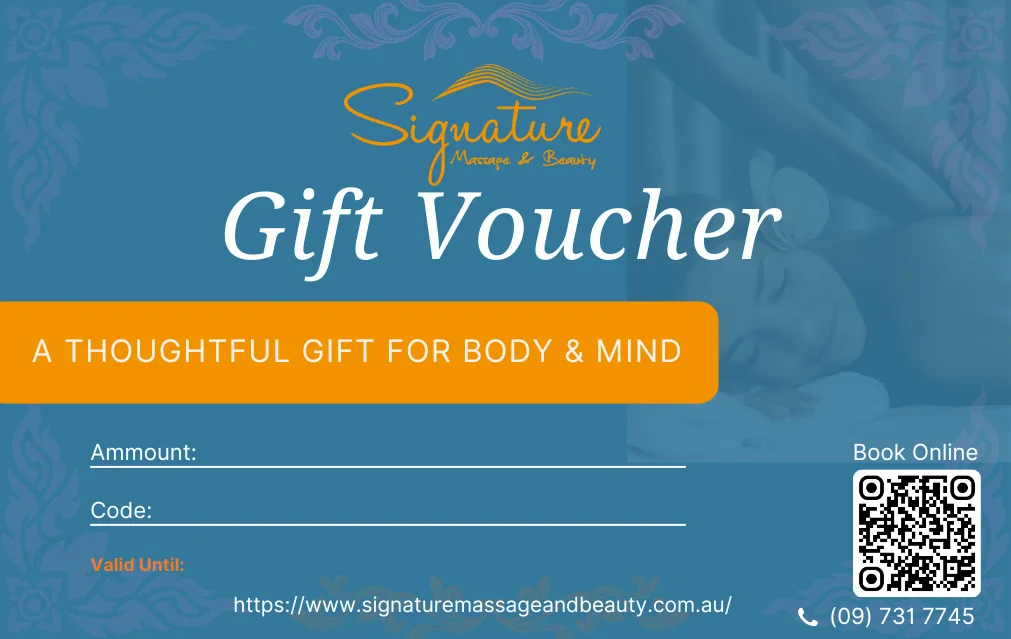 Signature Massage & Beauty gift card for massage and beauty treatments.