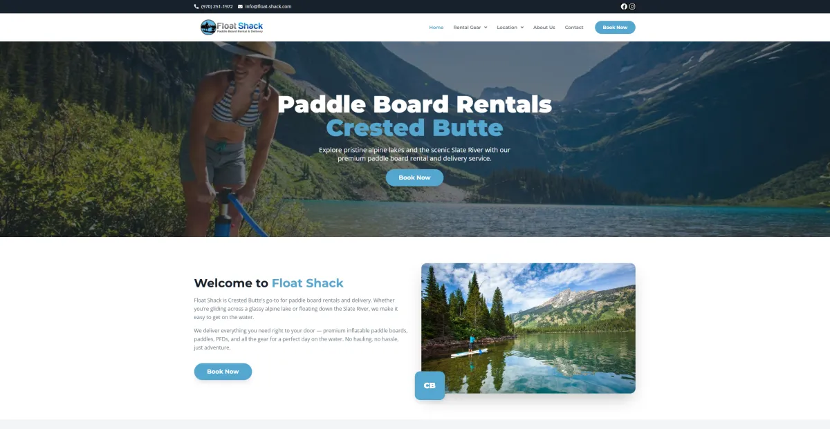 Paddle board rentals at Float Shack in Crested Butte, featuring scenic alpine lakes and a rental service for outdoor adventure.