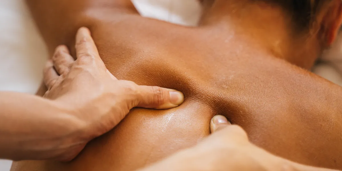 Close up of a young woman having a massage