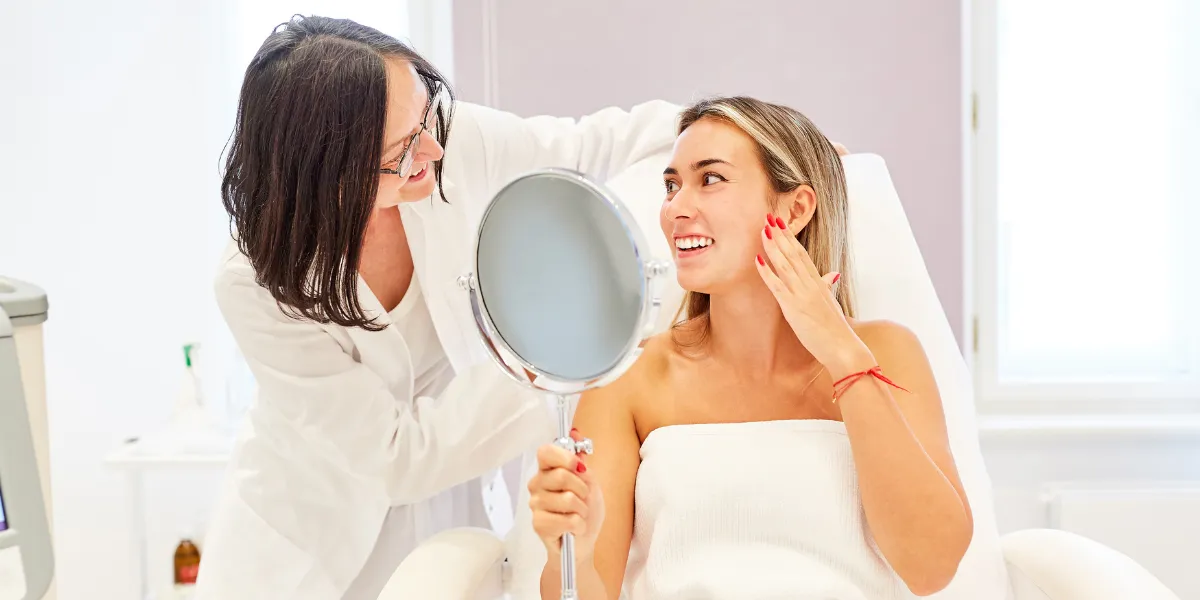 Woman getting a skin consultation 