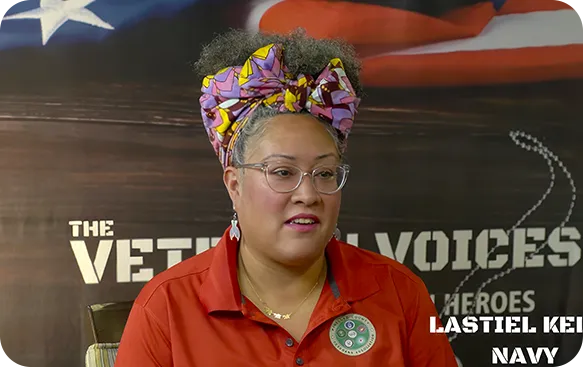 Veteran speaking during an interview or spotlight feature