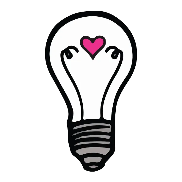 Illustrated lightbulb icon with a pink heart in the center, used for new member queries.