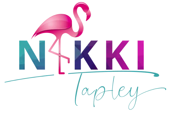 Logo of Nikki Tapley with a pink flamingo icon above the name.