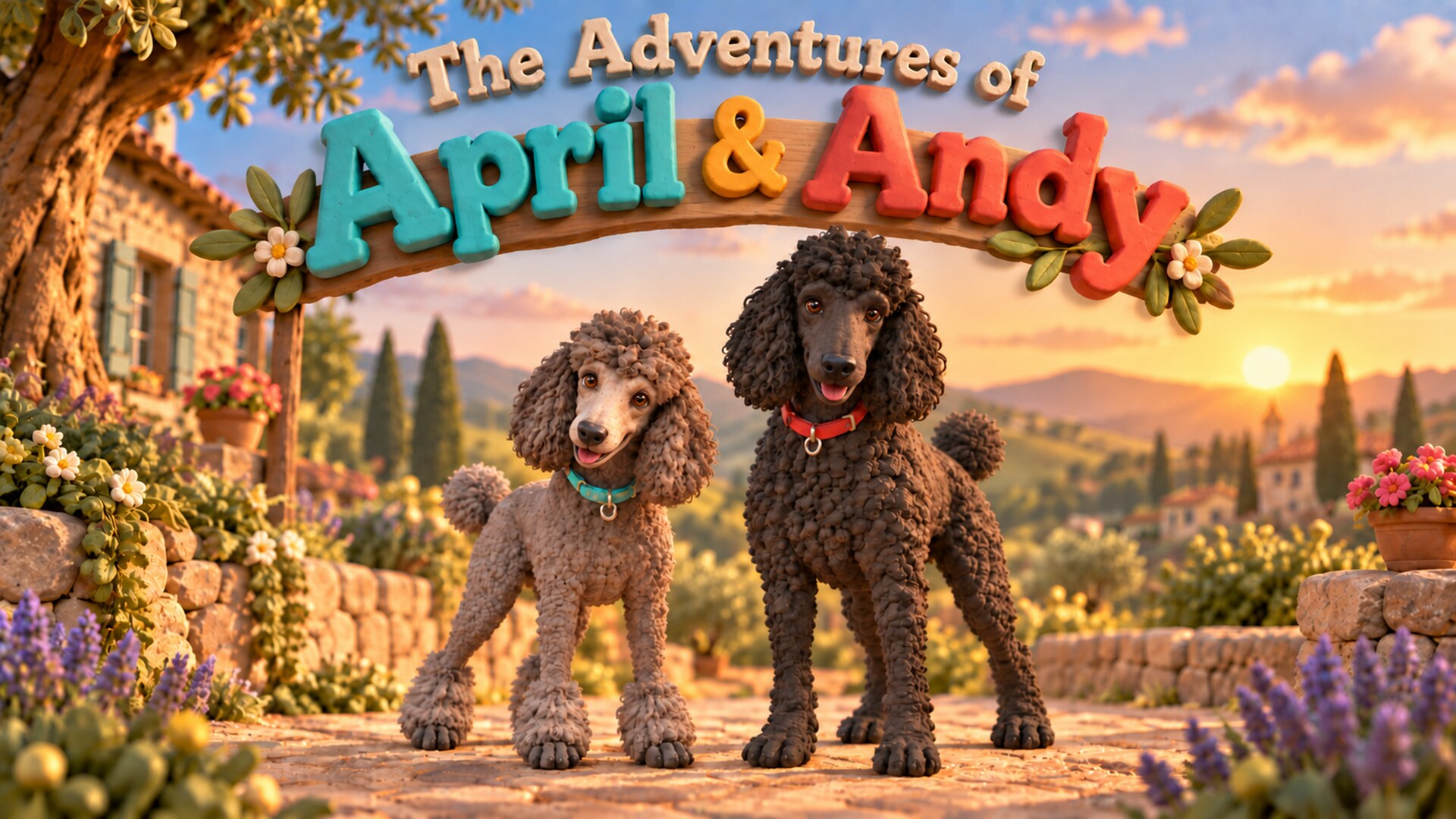The Adventures of April & Andy — April and Andy in their sunset garden