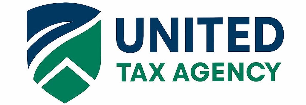 United Tax Agency logo featuring a shield design with green and blue elements, representing privacy and trust in tax services.