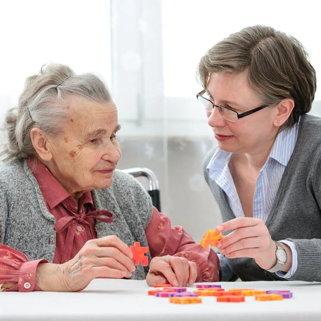 Mother and Daughter playing puzzle game to test if home health care is needed in Vineland