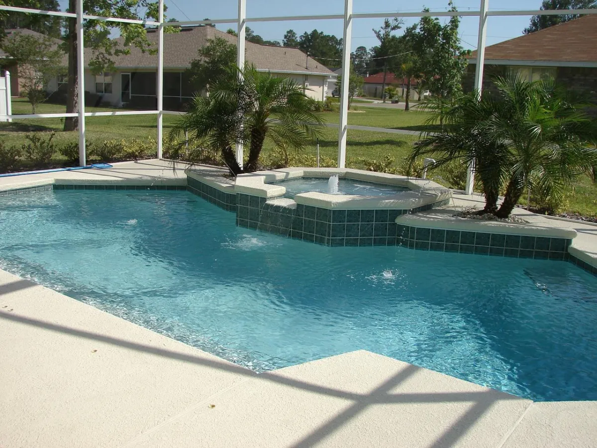 Modern concrete pool deck