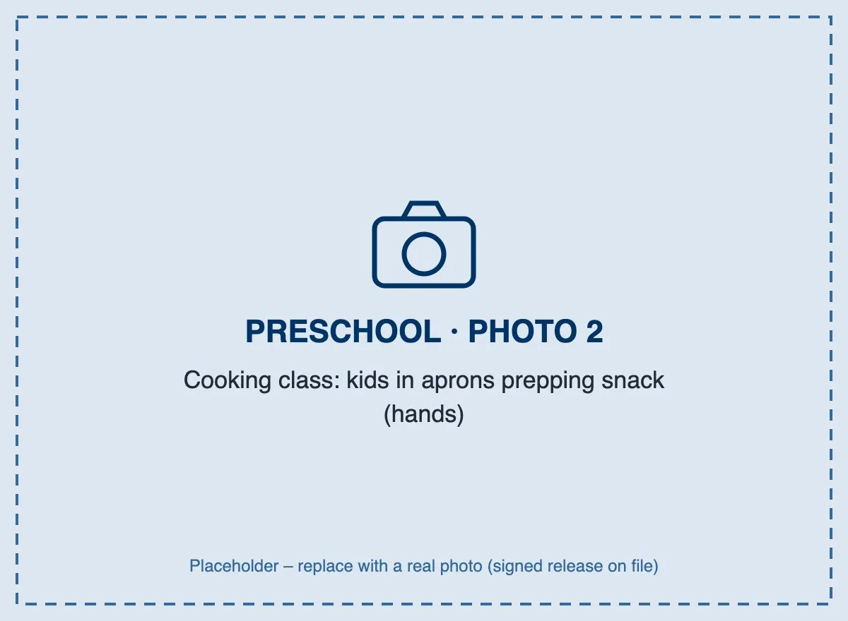 Preschoolers helping make their snack in cooking class at Immaculata Pre-Primary