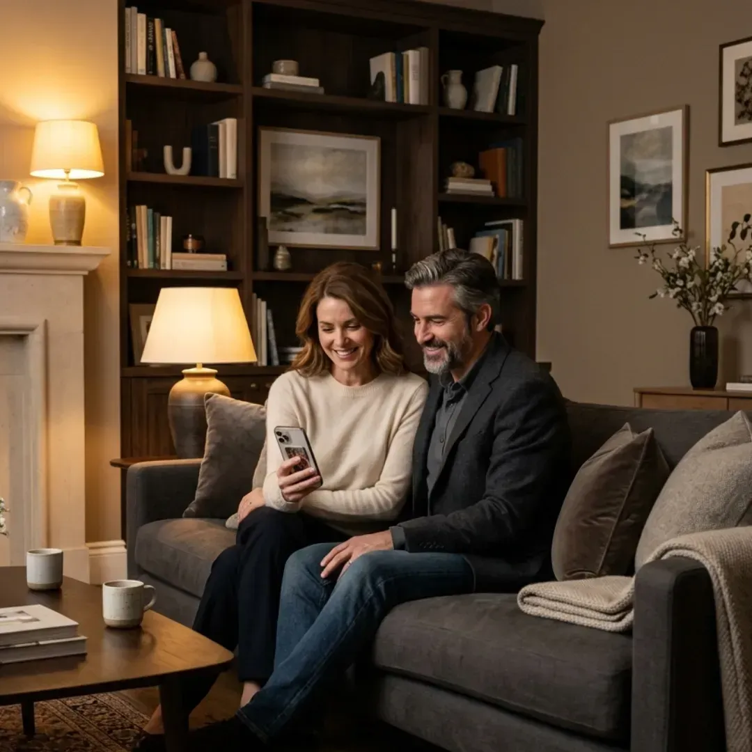 Couple checking phone