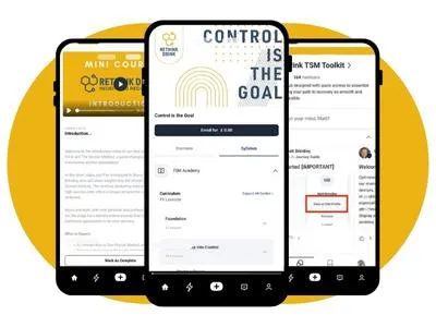 Screenshots of Rethink Drink's Sinclair Method Coaching app