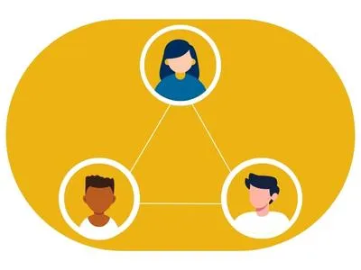 Illustration of network of people connected together with lines