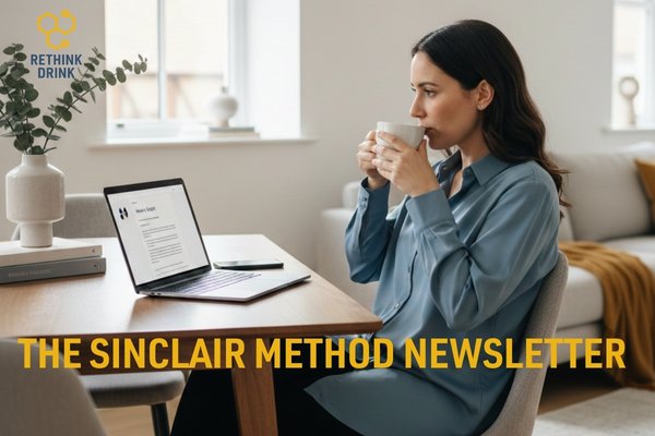 Lady looking at laptop reading the sinclair method newsletter