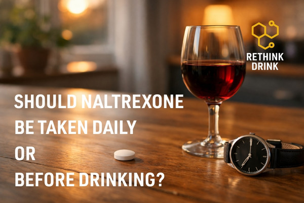 White tablet on a wooden table beside a glass of red wine and a wristwatch showing early evening in a softly lit home setting.