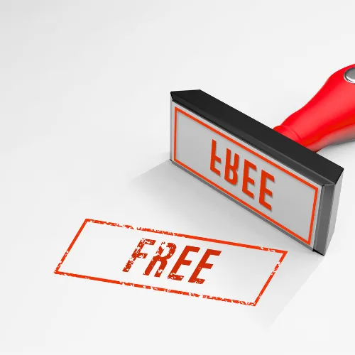 Red stamp marking the word FREE, representing that companies sponsor your security clearance at no cost to you