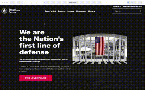 Screenshot of the CIA official website used to represent intelligence community career preparation in the IntelCareer Secrets program.