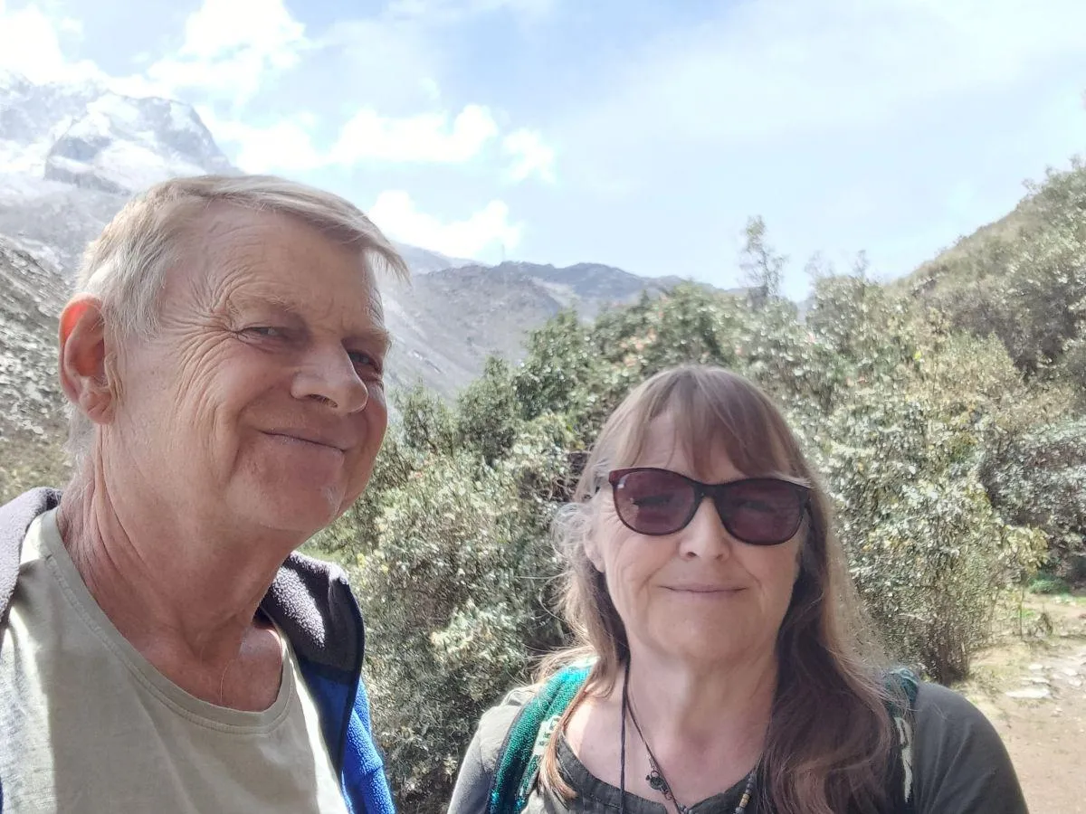 Mark and Andrea wth mountains in the background