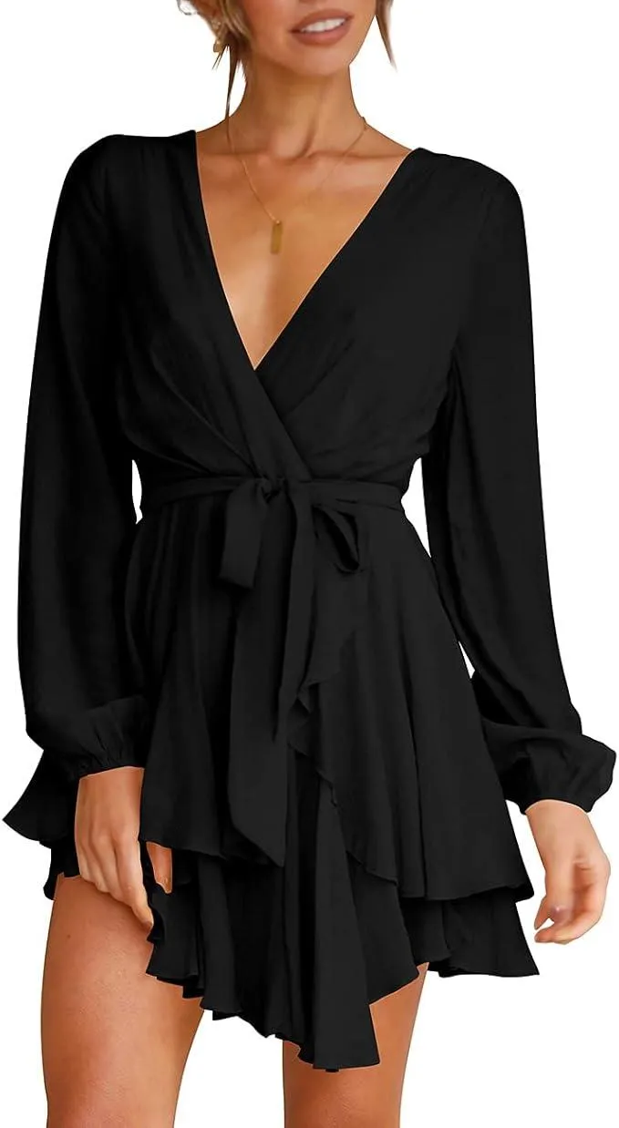 V-Neck Mini Swing Skater Dress