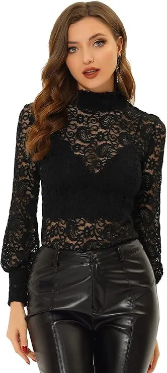 See Through Sheer Top Blouse