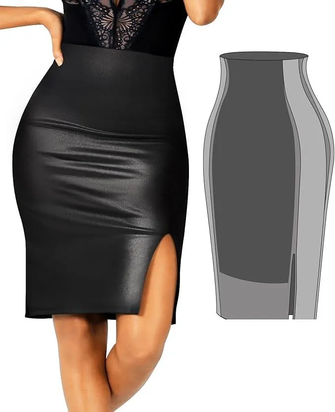 Leather Look Shaper Skirt