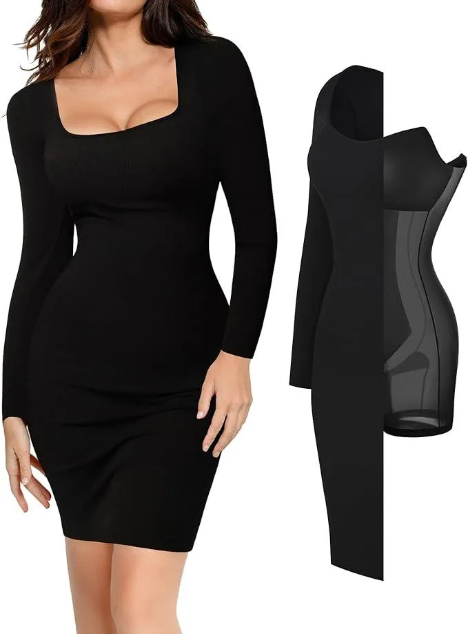 Long Sleeve Party Shapewear Dress