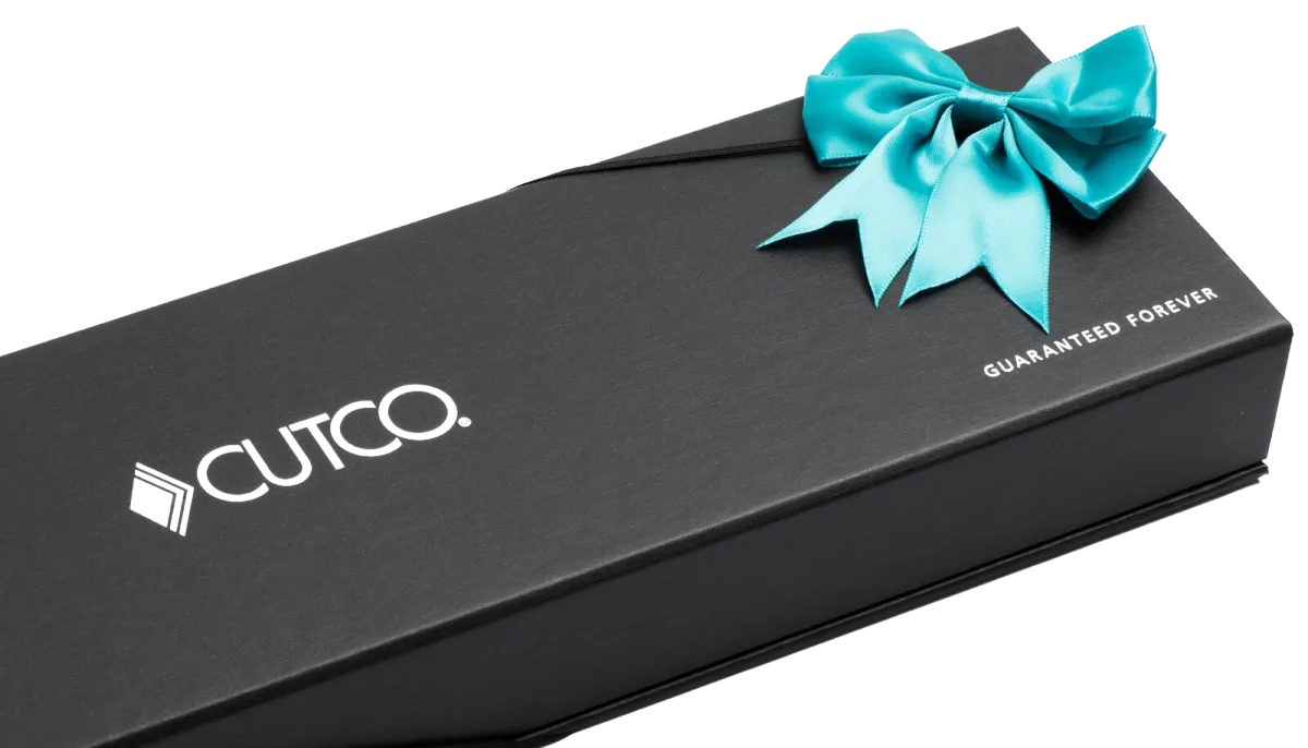 Modern catalog layout of curated CUTCO closing gift options