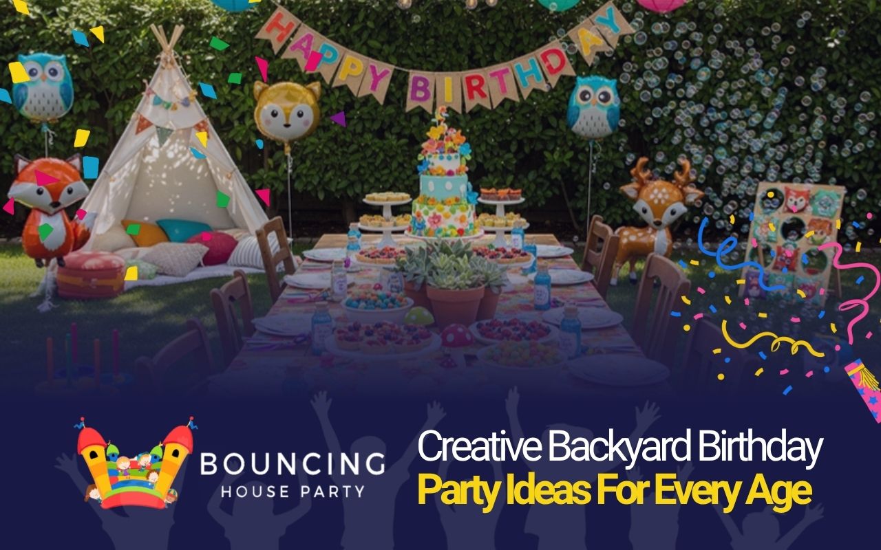 colorful backyard birthday party ideas with themed outdoor setup