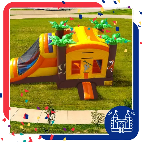 Inflatable games arranged for guests at a family event in Arlington, TX